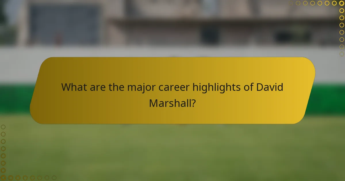 What are the major career highlights of David Marshall?