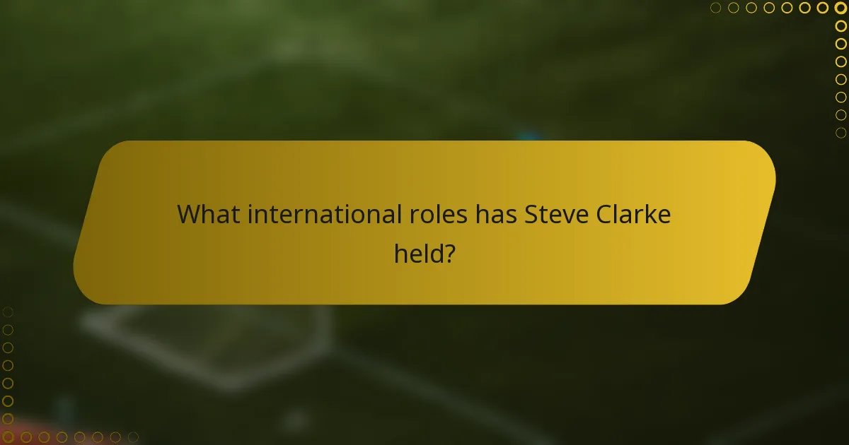 What international roles has Steve Clarke held?