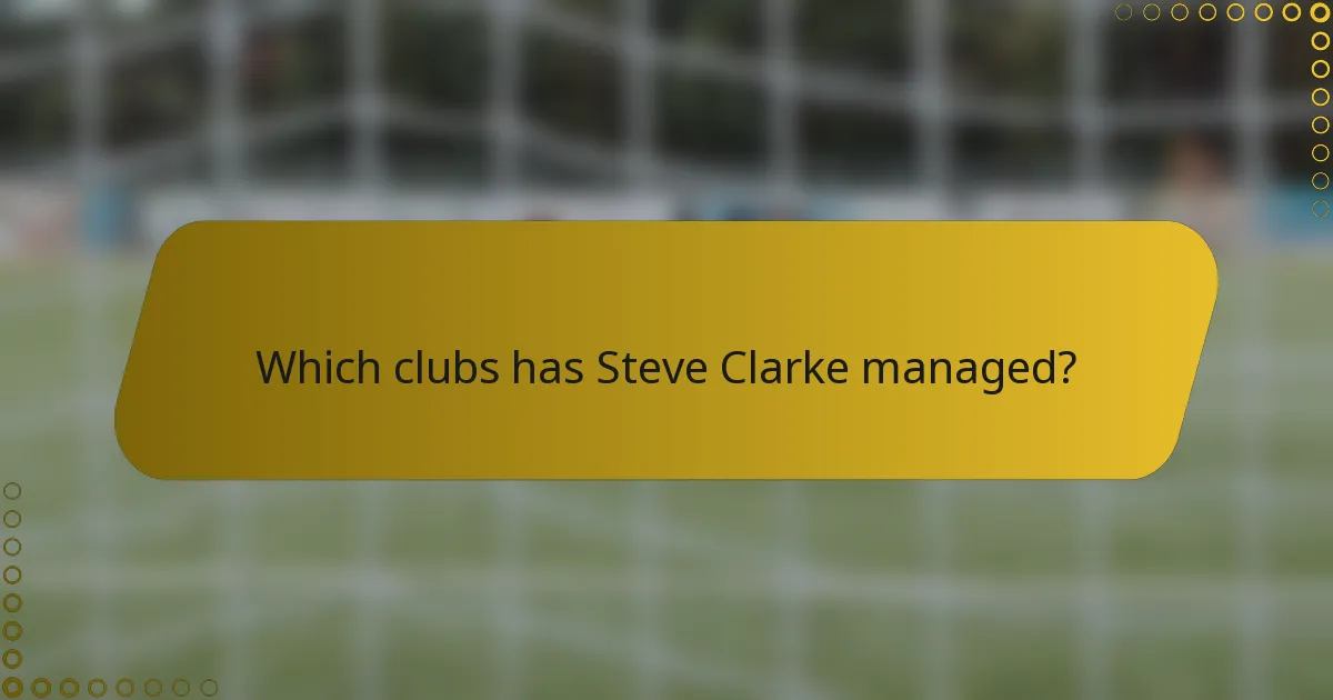 Which clubs has Steve Clarke managed?